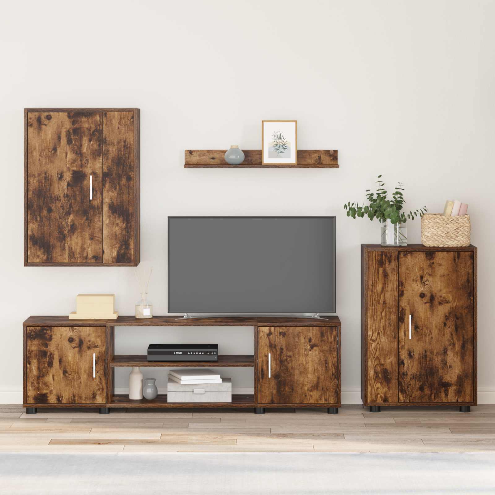 Conjunto de mueble de TV 4 pcs Gris Concreto