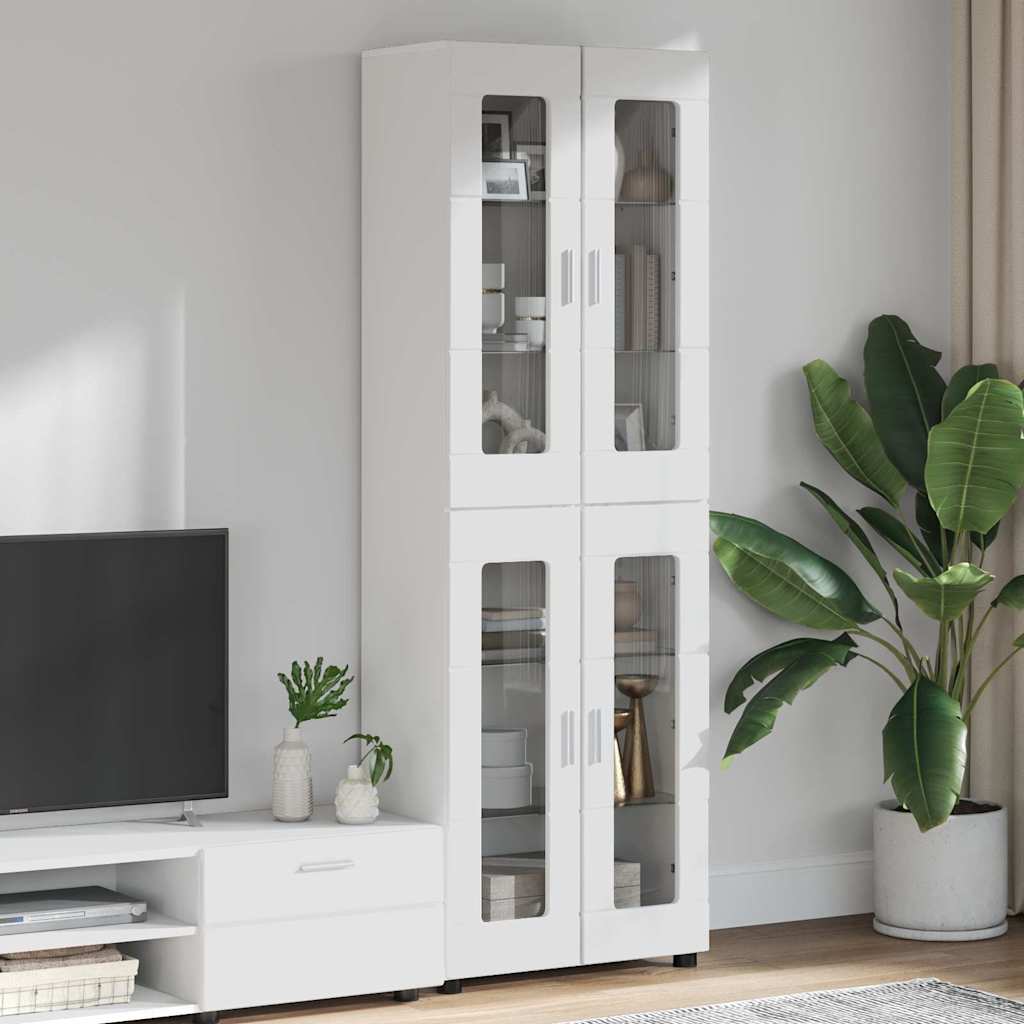Aparador alto con estante FLORIN brillante 60 x 35 x 182 cm
