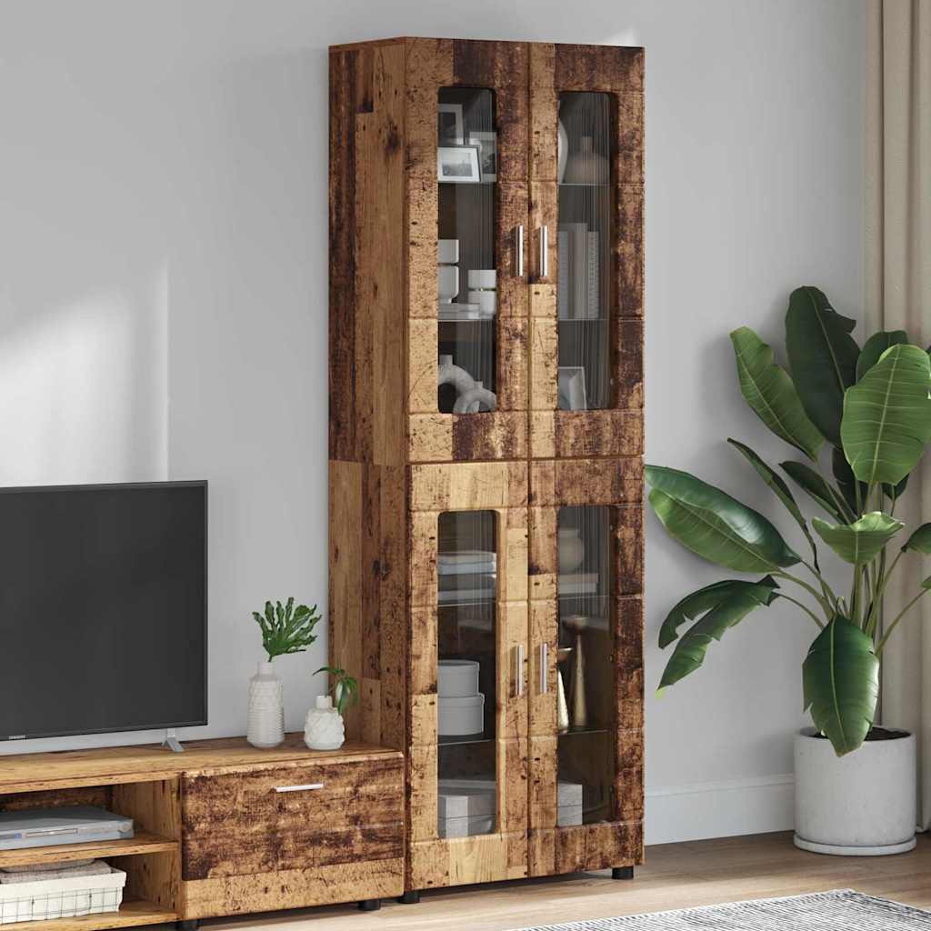 Aparador alto con estante FLORIN brillante 60 x 35 x 182 cm