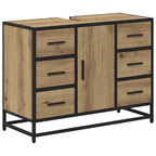 Juego de muebles de baño con cajón 3 pcs Roble artesanal