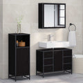 Juego de muebles de baño 3 pcs Roble Negro Madera de ingeniería