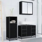 Juego de muebles de baño 3 pcs Roble Negro Madera de ingeniería