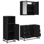Juego de muebles de baño 3 pcs Roble Negro Madera de ingeniería