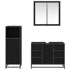 Juego de muebles de baño 3 pcs Roble Negro Madera de ingeniería