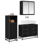 Juego de muebles de baño 3 pcs Roble Negro Madera de ingeniería
