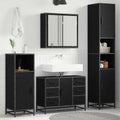 Juego de muebles de baño 4 pcs Roble Negro Madera contrachapada