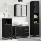 Juego de muebles de baño 4 pcs Roble Negro Madera contrachapada