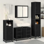 Juego de muebles de baño 4 pcs Roble Negro Madera contrachapada