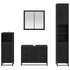 Juego de muebles de baño 4 pcs Roble Negro Madera contrachapada