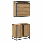 Juego de muebles de baño con cajón 2 pcs Roble artesanal