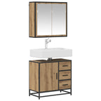 Juego de muebles de baño con cajón 2 pcs Roble artesanal