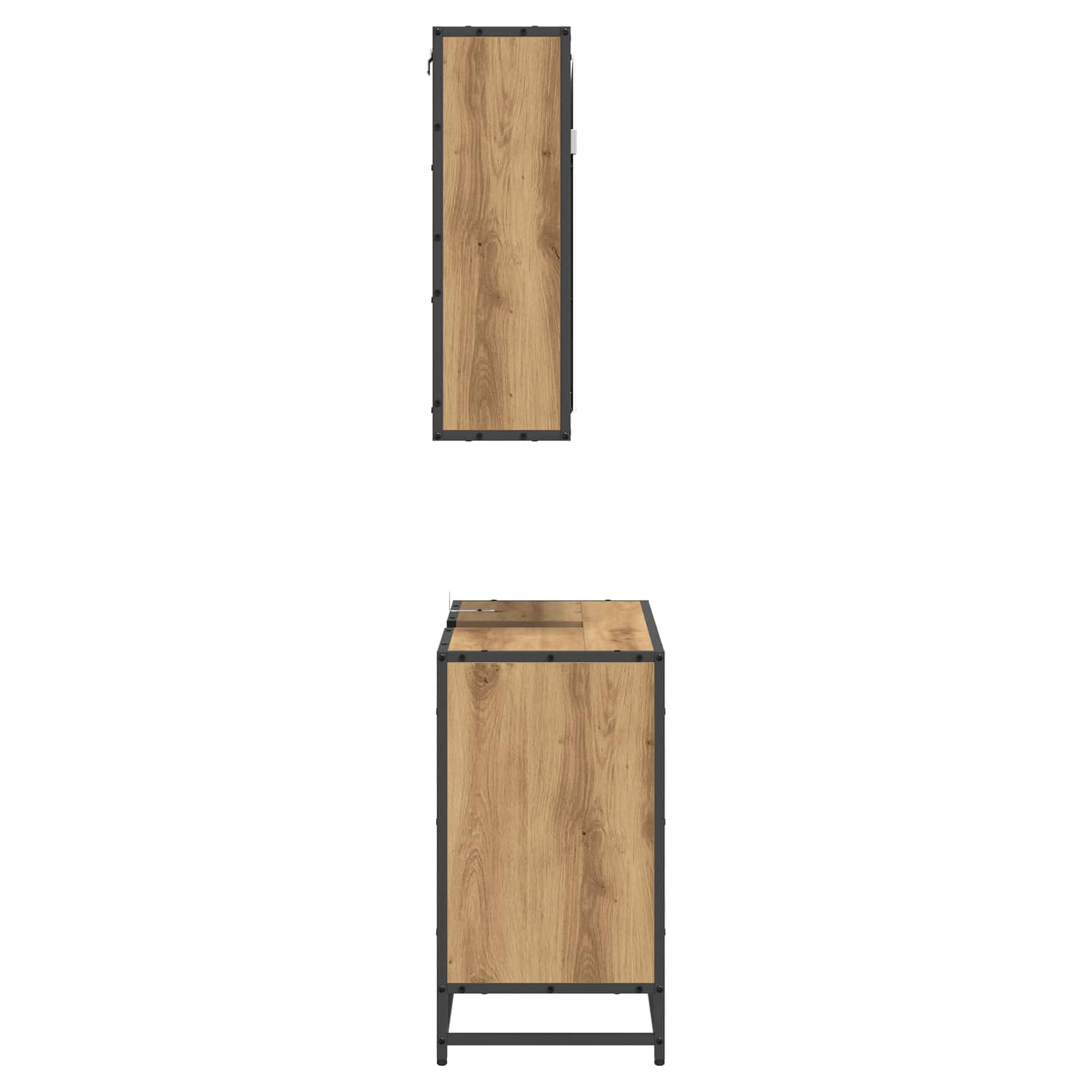 Juego de muebles de baño con cajón 2 pcs Roble artesanal