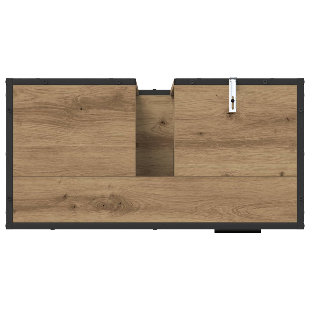 Juego de muebles de baño con cajón 2 pcs Roble artesanal