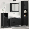 Juego de muebles de baño 4 pcs Roble Negro Madera contrachapada