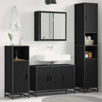 Juego de muebles de baño 4 pcs Roble Negro Madera contrachapada