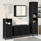 Juego de muebles de baño 4 pcs Roble Negro Madera contrachapada