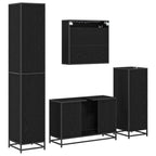 Juego de muebles de baño 4 pcs Roble Negro Madera contrachapada