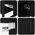 Juego de muebles de baño 3 pcs Roble Negro Madera contrachapada