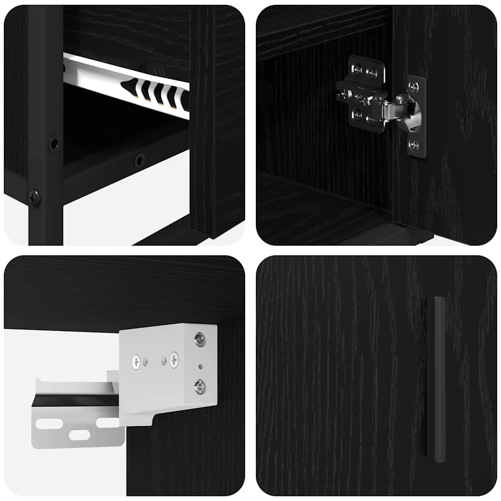 Juego de muebles de baño 3 pcs Roble Negro Madera contrachapada