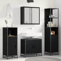 Juego de muebles de baño 3 pcs Roble Negro Madera contrachapada