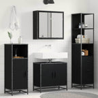 Juego de muebles de baño 3 pcs Roble Negro Madera contrachapada