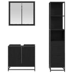 Juego de muebles de baño 3 pcs Roble Negro Madera contrachapada