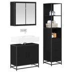 Juego de muebles de baño 3 pcs Roble Negro Madera contrachapada