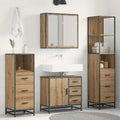 Juego de muebles de baño con cajón 4 pcs Roble artesanal