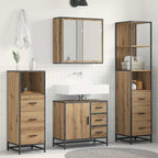 Juego de muebles de baño con cajón 4 pcs Roble artesanal