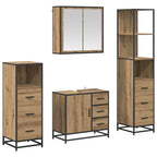 Juego de muebles de baño con cajón 4 pcs Roble artesanal