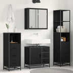 Juego de muebles de baño 4 pcs Roble Negro Madera contrachapada