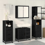 Juego de muebles de baño 4 pcs Roble Negro Madera contrachapada