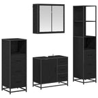 Juego de muebles de baño 4 pcs Roble Negro Madera contrachapada