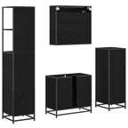 Juego de muebles de baño 4 pcs Roble Negro Madera contrachapada