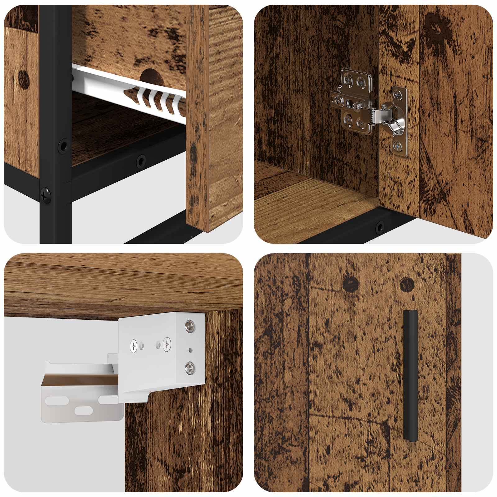 Juego de muebles de baño con cajón 3 pcs Madera Vieja