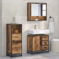 Juego de muebles de baño con cajón 3 pcs Madera Vieja