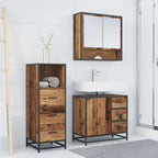 Juego de muebles de baño con cajón 3 pcs Madera Vieja