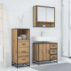Juego de muebles de baño con cajón 3 pcs Roble artesanal