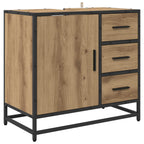 Juego de muebles de baño con cajón 3 pcs Roble artesanal