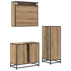Juego de muebles de baño con cajón 3 pcs Roble artesanal