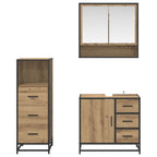 Juego de muebles de baño con cajón 3 pcs Roble artesanal