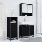 Juego de muebles de baño 3 pcs Roble Negro Madera contrachapada