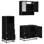 Juego de muebles de baño 3 pcs Roble Negro Madera contrachapada