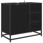 Juego de muebles de baño 3 pcs Roble Negro Madera contrachapada