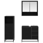 Juego de muebles de baño 3 pcs Roble Negro Madera contrachapada