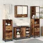 Juego de muebles de baño con cajón 4 pcs Madera Vieja