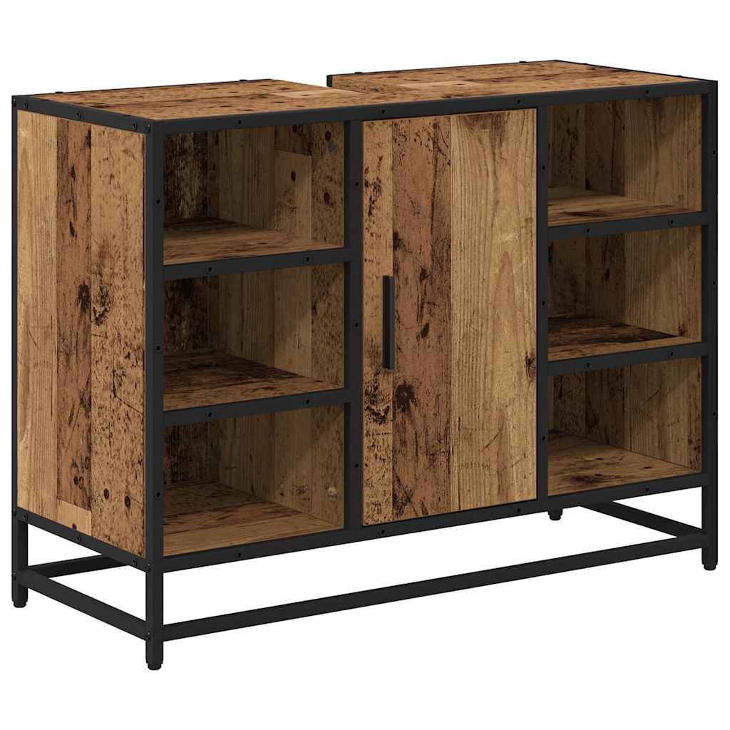 Juego de muebles de baño con cajón 4 pcs Madera Vieja