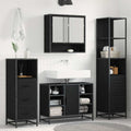 Juego de muebles de baño 4 pcs Roble Negro Madera contrachapada