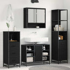 Juego de muebles de baño 4 pcs Roble Negro Madera contrachapada