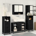 Juego de muebles de baño 4 pcs Roble Negro Madera contrachapada